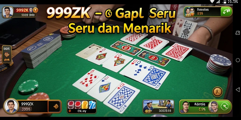 Screenshot gameplay 999ZK menampilkan suasana permainan Gaple yang dinamis.