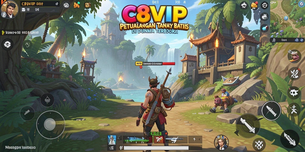 Tangkapan layar C8VIP menampilkan dunia terbuka yang memukau dan penuh petualangan.