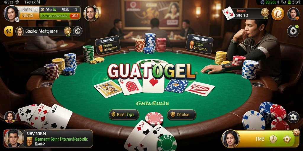 Tampilan layar permainan GUATOGEL saat bermain Poker secara langsung.