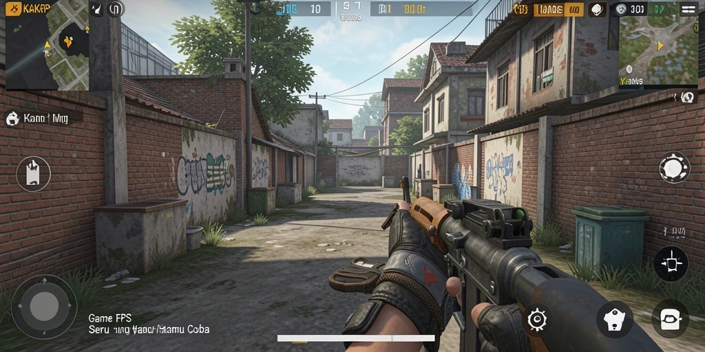 Screenshot gameplay KAKRP, menunjukkan aksi tembak-menembak yang intens.