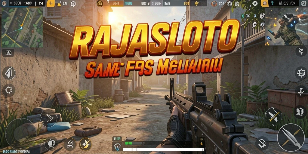 Tangkapan layar RAJASLOTO menampilkan aksi menegangkan dalam pertempuran FPS.