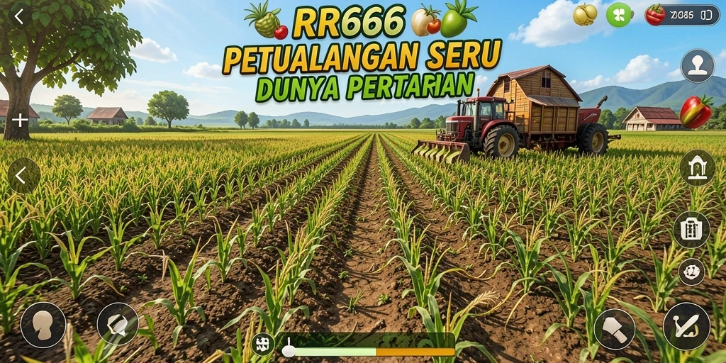 Tangkapan layar gameplay RR666 yang menampilkan keseruan bertani.