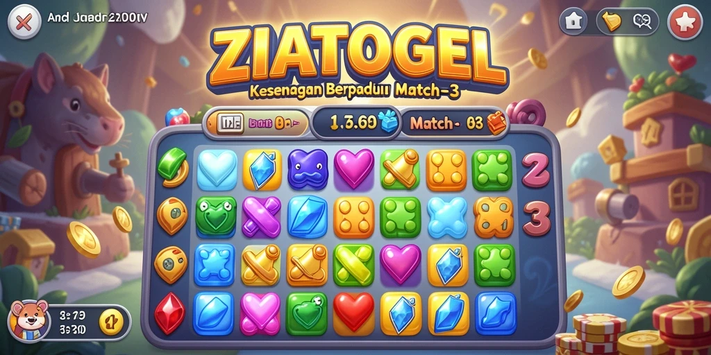 Tampilan gameplay ZIATOGEL yang menarik dan seru di Match-3.